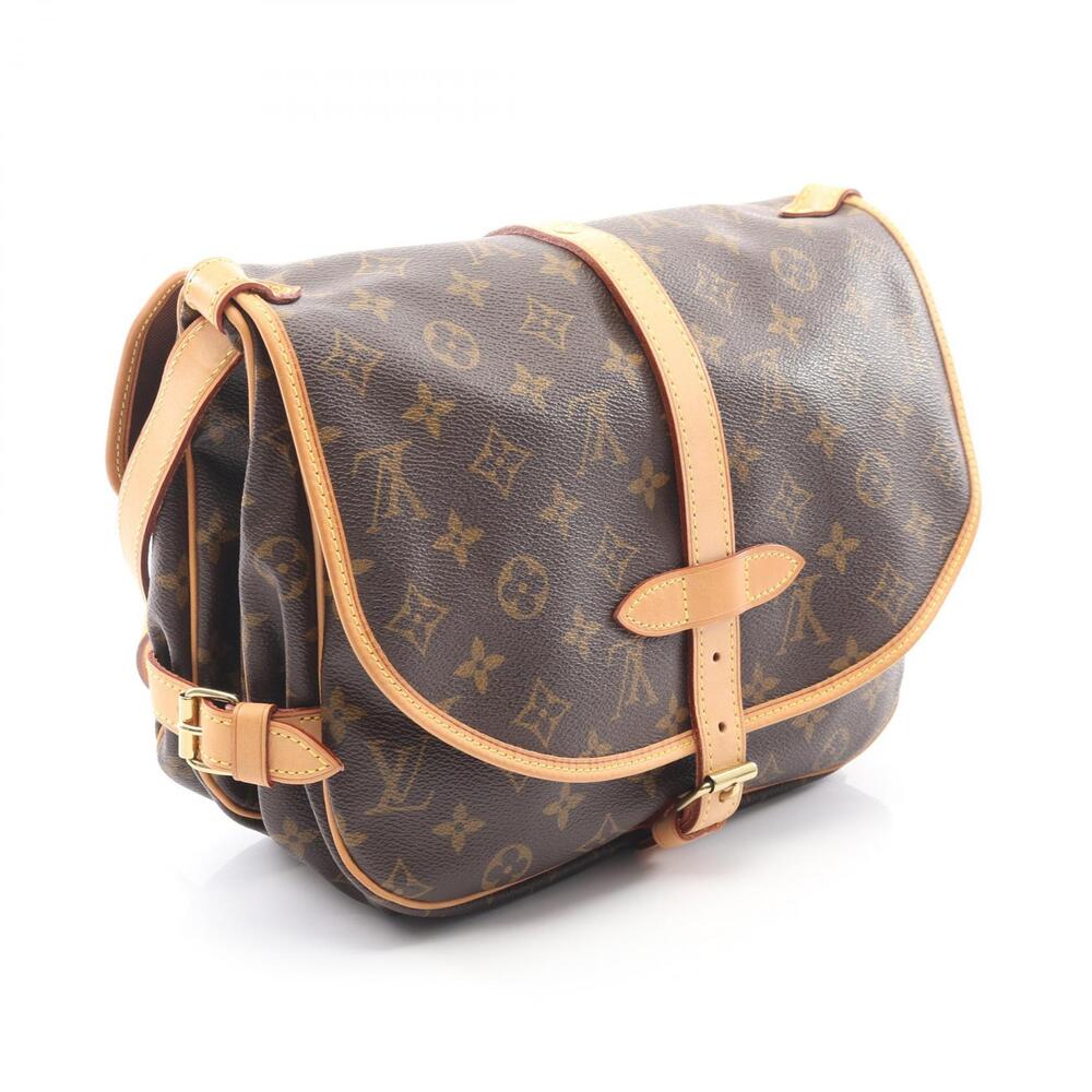 Louis Vuitton Saumur Shoulder Bag Canvas Leather Monogram Brown